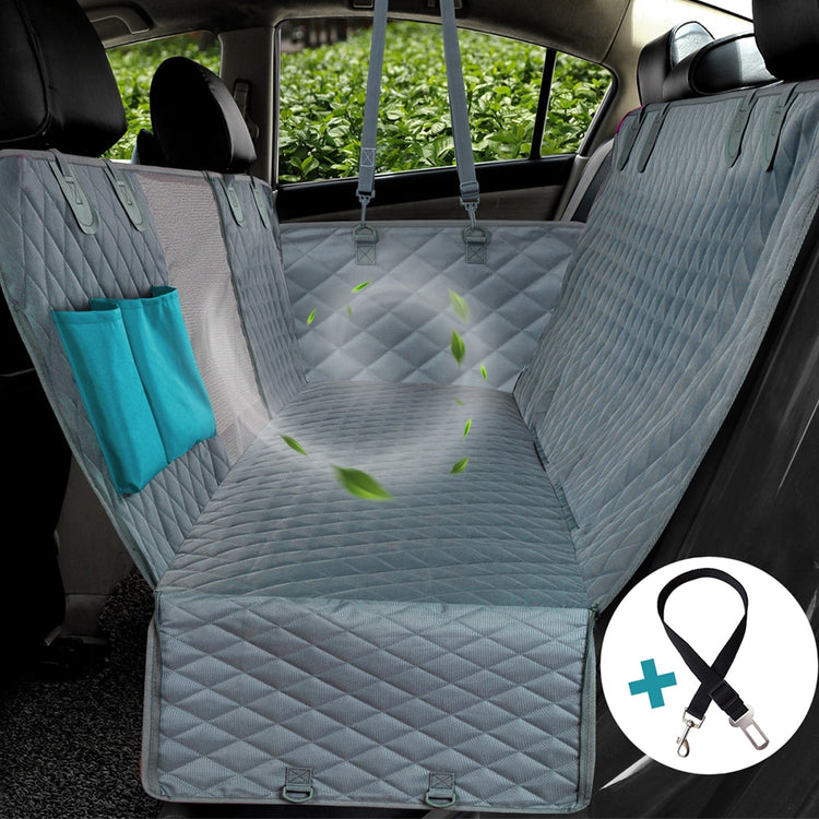 Dog Car Seat Cover 100% Waterproof Pet Dog Travel Mat Mesh Dog Carrier Car Hammock Cushion Protector With Zipper and Pocket