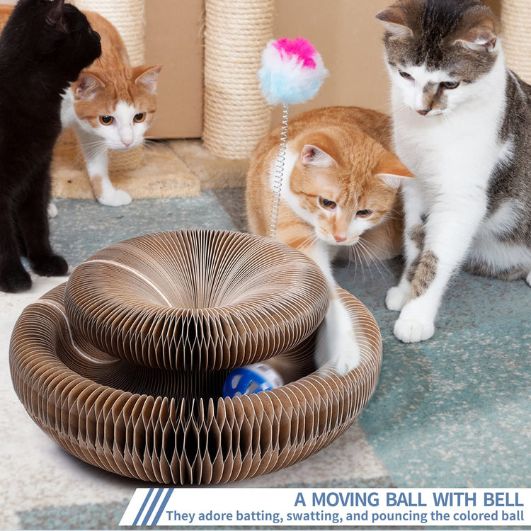 Magic Organ Cat Scratching Board-with a Toy Bell, Interactive Scratcher Cat Toy, Cat Grinding Claw Scratching Board, Foldable