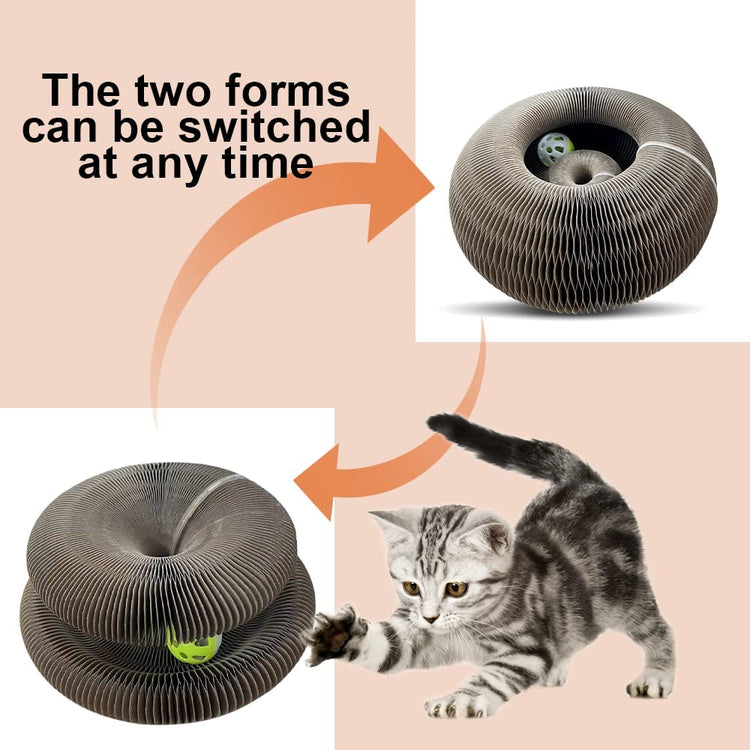 Magic Organ Cat Scratching Board-with a Toy Bell, Interactive Scratcher Cat Toy, Cat Grinding Claw Scratching Board, Foldable